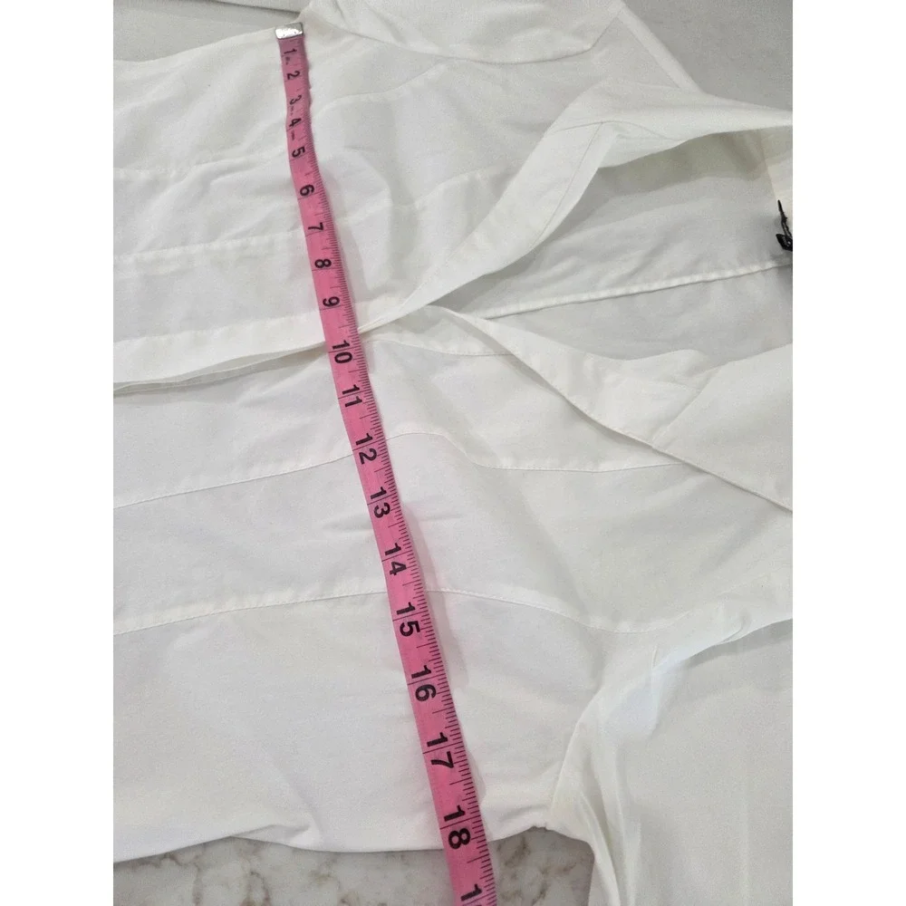 Lafayette 148 Button Down Blouse Sz 6 White 3/4 Sleeve Stretch Cotton Old Money - Picture 11 of 11